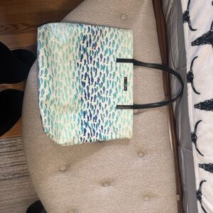 Kate Spade Aqua and Navy Patterned Tote